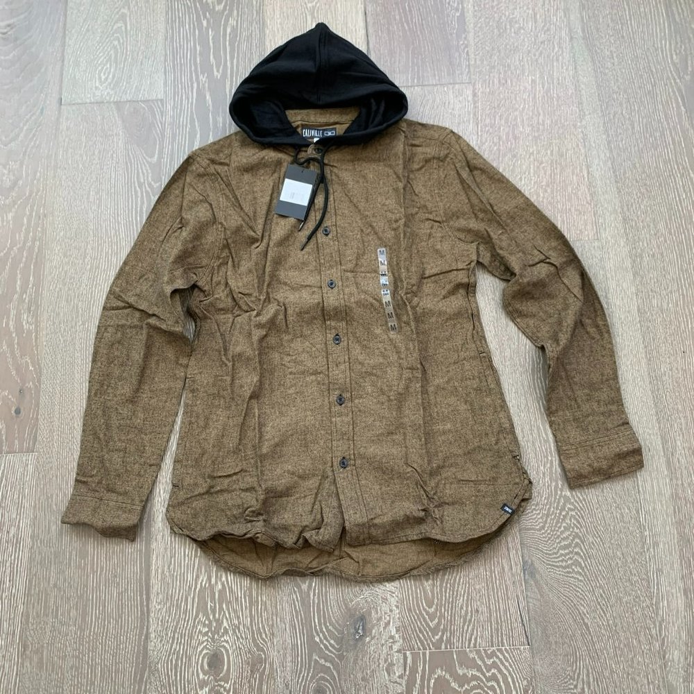Caliville Men's hooded button-down shirt
